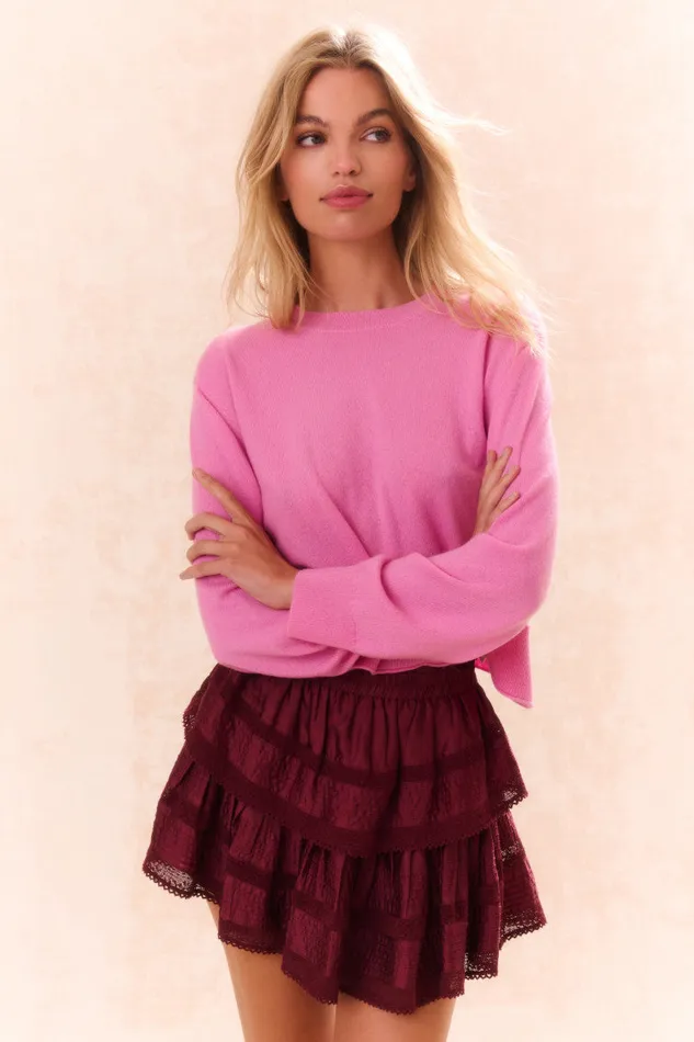 Women Sweaters LoveShackFancy Reynelle Cashmere Pullover Strawberry Sherbet