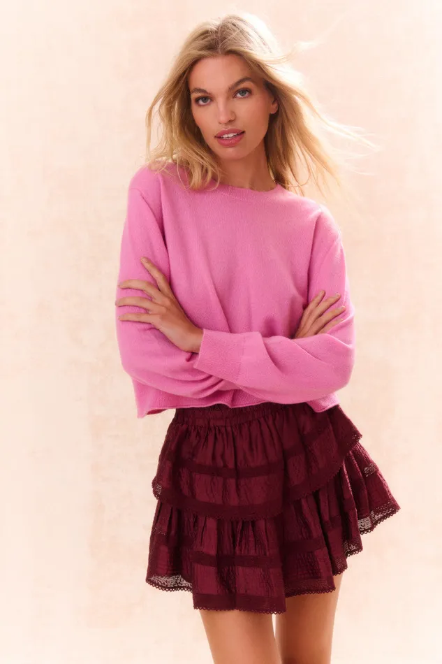 Women Sweaters LoveShackFancy Reynelle Cashmere Pullover Strawberry Sherbet
