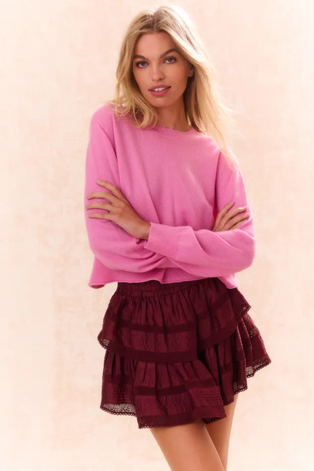 Women Sweaters LoveShackFancy Reynelle Cashmere Pullover Strawberry Sherbet