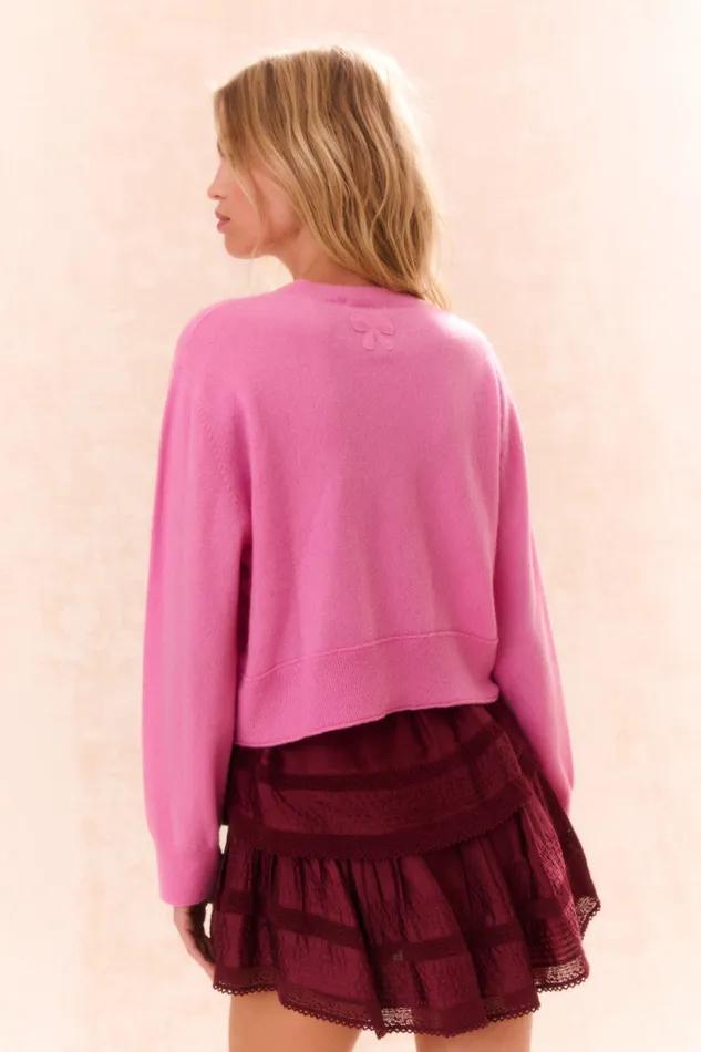 Women Sweaters LoveShackFancy Reynelle Cashmere Pullover Strawberry Sherbet