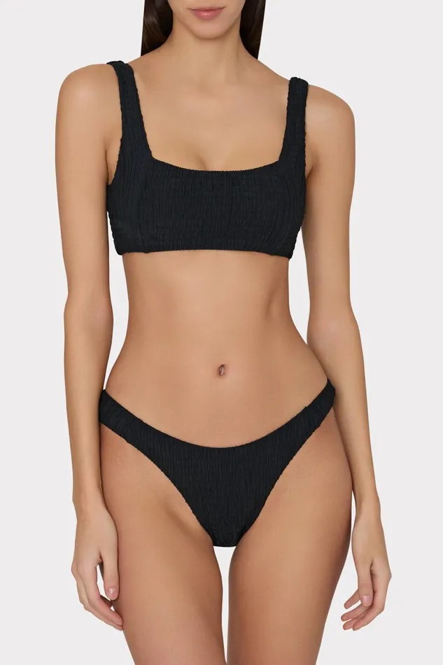 Women Swim and Coverups Milly Bikini Bottom With Smocking Black