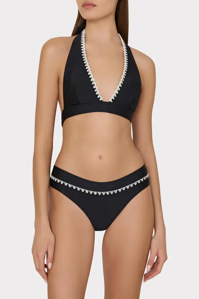 Women Swim and Coverups Milly Crochet Stitch Bikini Bottom Blackwhite Women Swim and Coverups Milly Crochet Stitch Bikini Bottom Blackwhite