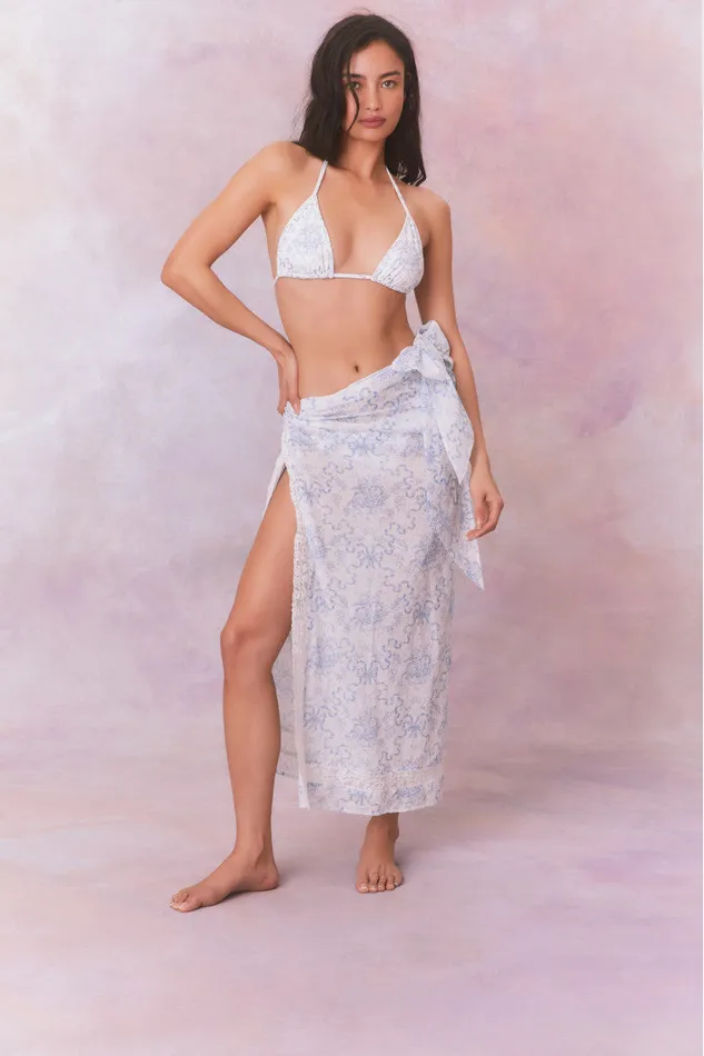 Women Swim LoveShackFancy Emabella Whimsical Bow Pareo Blissful Blue