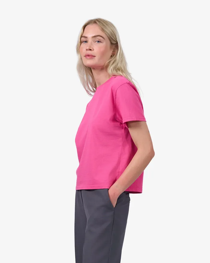 Women TShirts Colorfulstandard Organic Boxy Crop Tee 8211 Petrol Blue