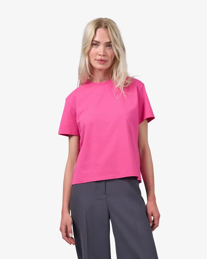 Women TShirts Colorfulstandard Organic Boxy Crop Tee 8211 Petrol Blue