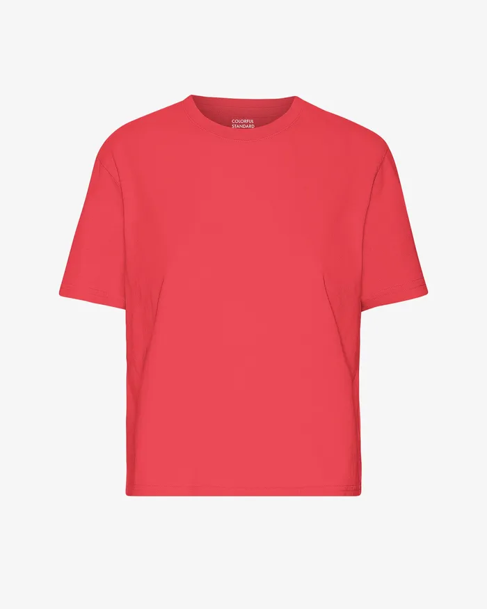 Women TShirts Colorfulstandard Organic Boxy Crop Tee 8211 Red Tangerine