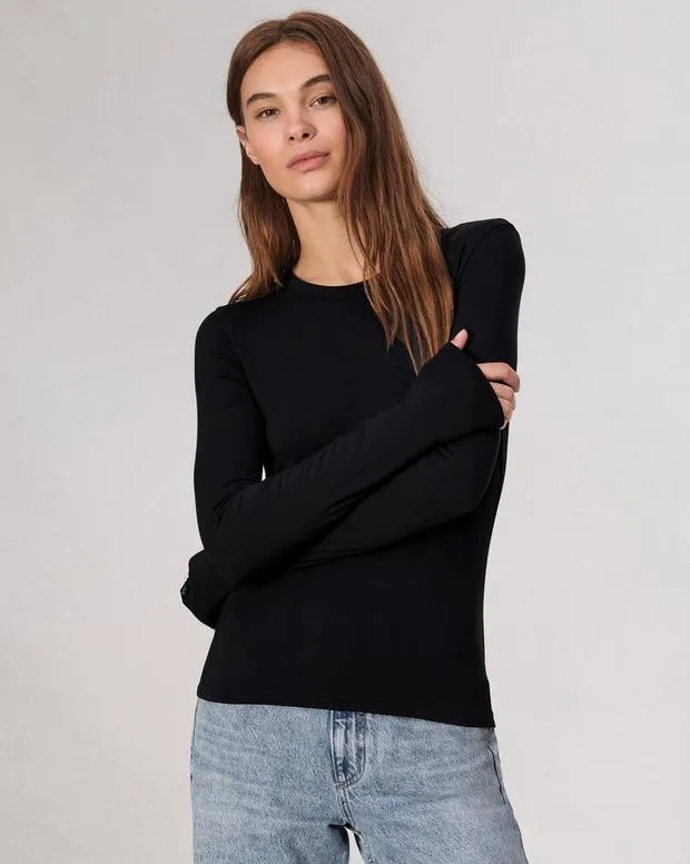 Women TShirts Rag and Bone Luca Long Sleeve Tee Black