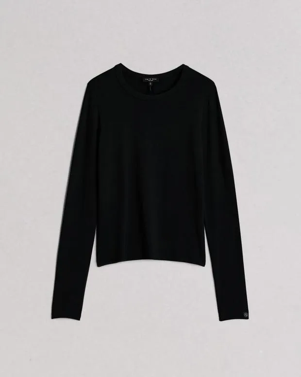Women TShirts Rag and Bone Luca Long Sleeve Tee Black