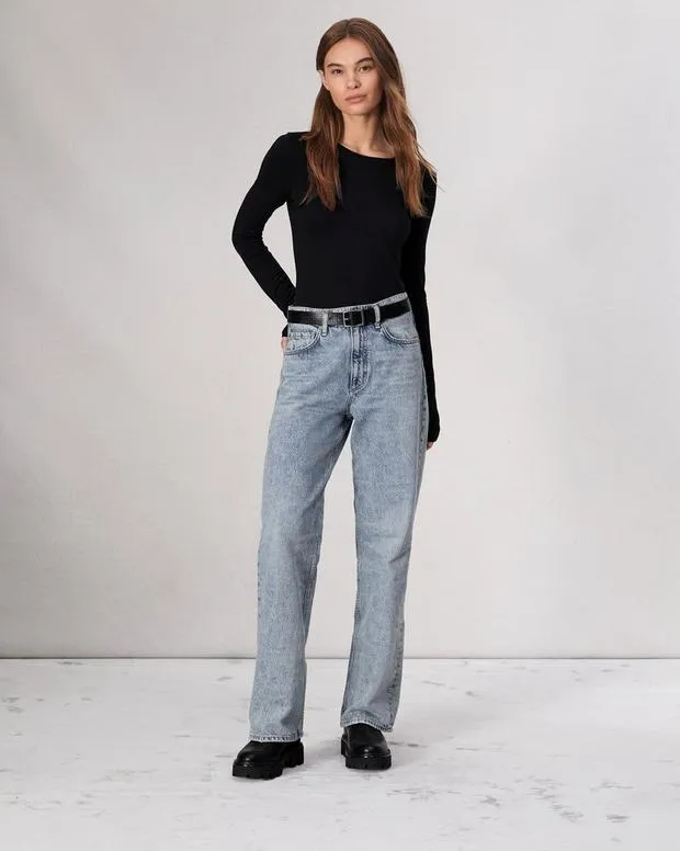 Women TShirts Rag and Bone Luca Long Sleeve Tee Black