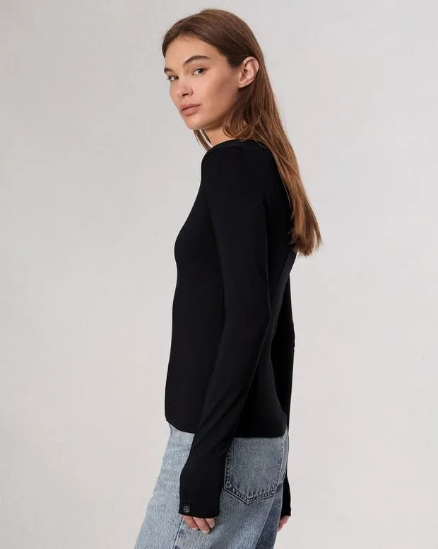 Women TShirts Rag and Bone Luca Long Sleeve Tee Black