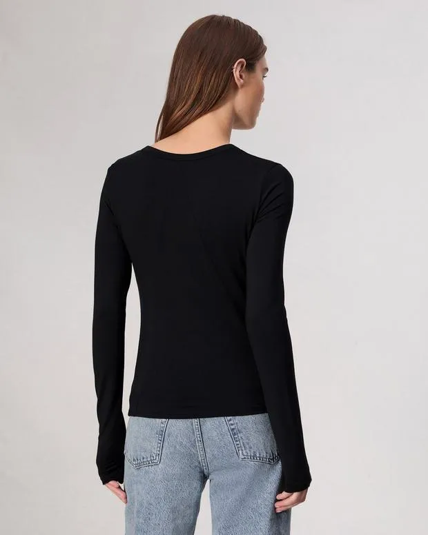 Women TShirts Rag and Bone Luca Long Sleeve Tee Black