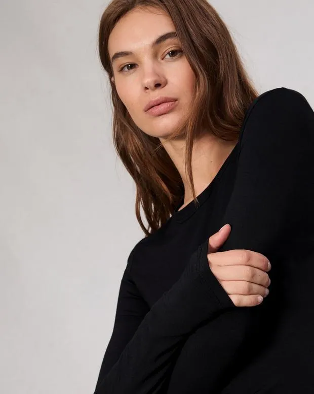 Women TShirts Rag and Bone Luca Long Sleeve Tee Black