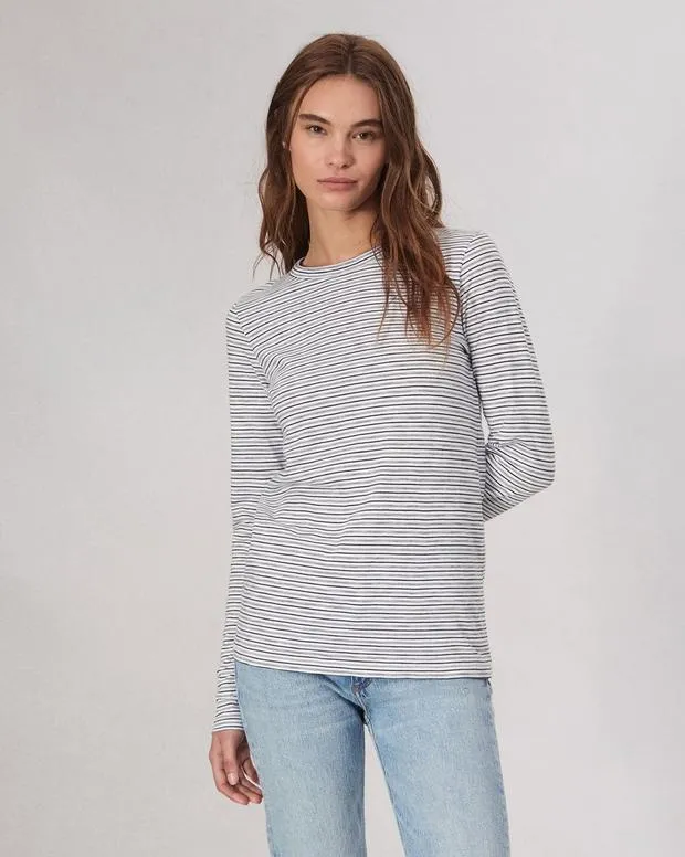 Women TShirts Rag and Bone Slub Long Sleeve Tee White Multi