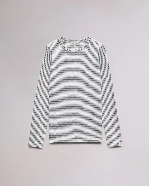 Women TShirts Rag and Bone Slub Long Sleeve Tee White Multi