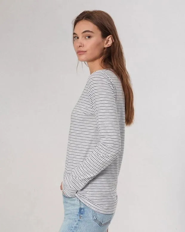 Women TShirts Rag and Bone Slub Long Sleeve Tee White Multi