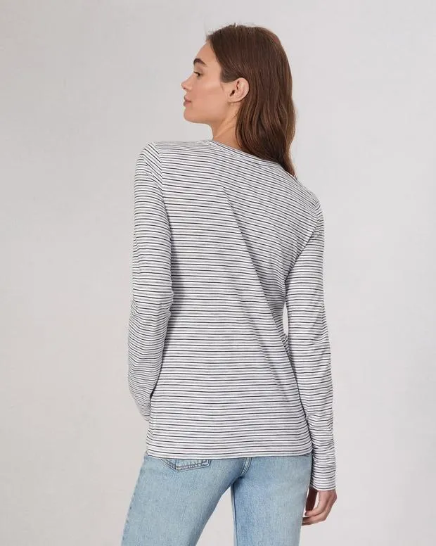 Women TShirts Rag and Bone Slub Long Sleeve Tee White Multi