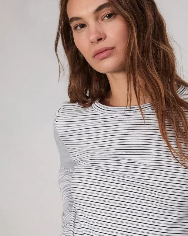 Women TShirts Rag and Bone Slub Long Sleeve Tee White Multi