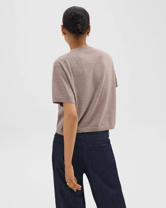 Women TShirts Tank Tops Theory Boxy Tee In Regal Wool Light Cinder