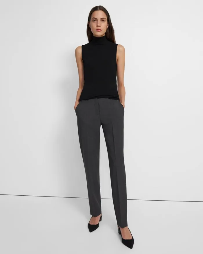 Women TShirts Tank Tops Theory Sleeveless Turtleneck Sweater In Ribbed Viscose Black