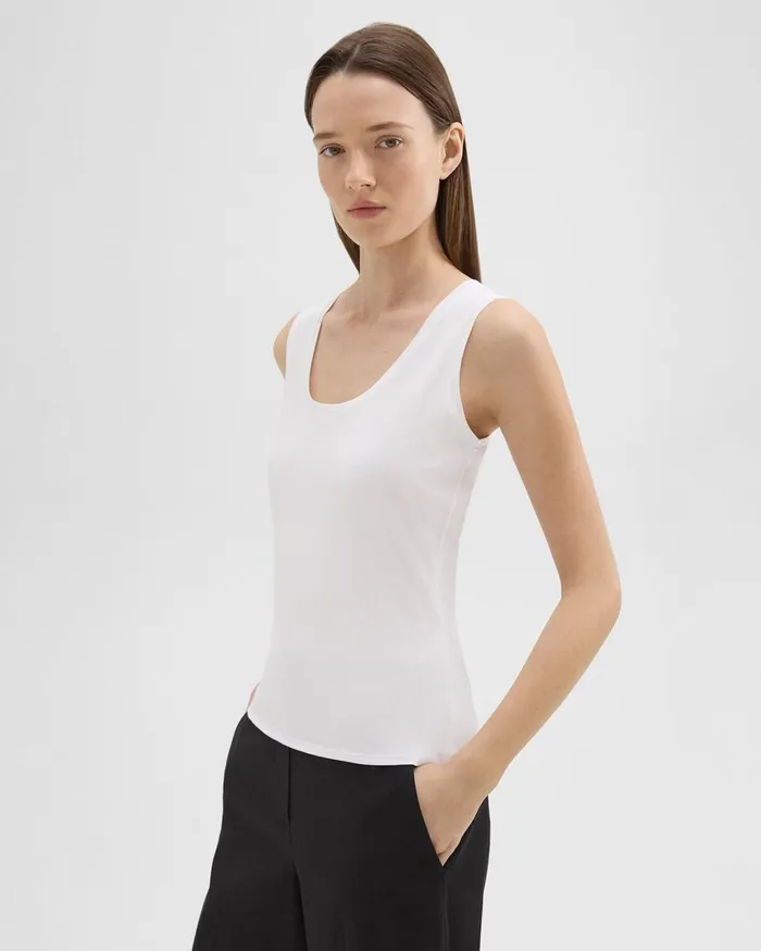 Women TShirts Tank Tops Theory Tiny Tank In Organic Cotton White