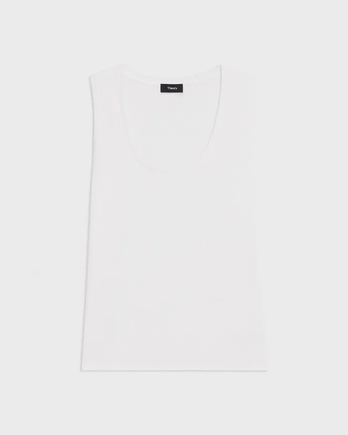 Women TShirts Tank Tops Theory Tiny Tank In Organic Cotton White