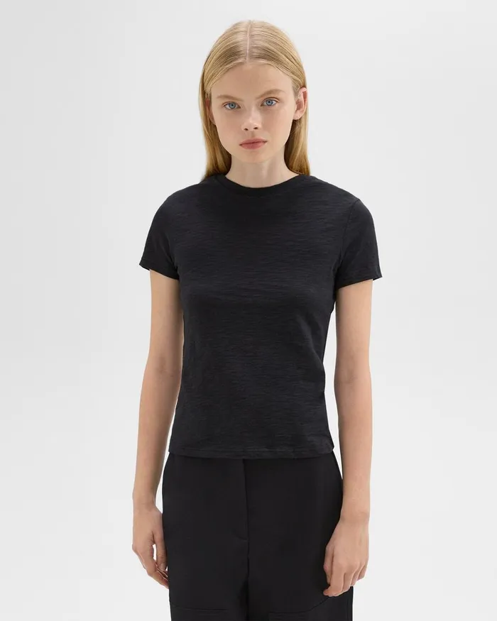 Women TShirts Tank Tops Theory Tiny Tee In Organic Slub Cotton Black