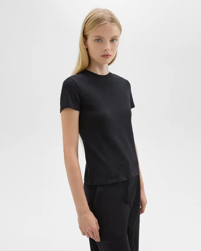 Women TShirts Tank Tops Theory Tiny Tee In Organic Slub Cotton Black
