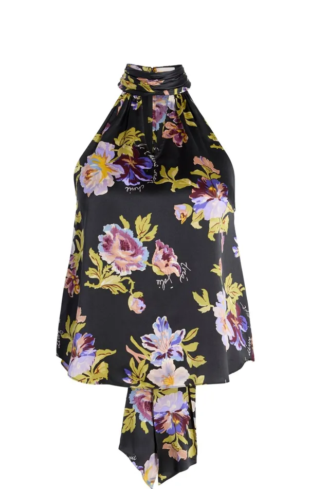 Women Tank Tops and Camisoles Cinq Sept Harlow Top Black Multi