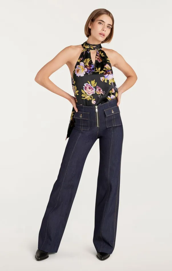 Women Tank Tops and Camisoles Cinq Sept Harlow Top Black Multi