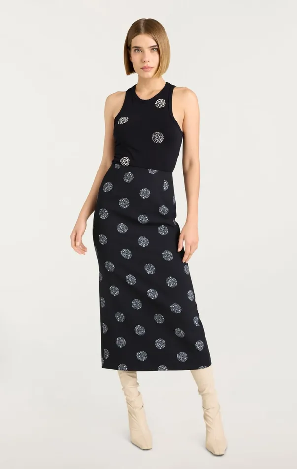 Women Tank Tops and Camisoles Cinq Sept Polka Dot Embellished Lizzie Tank Blacksilver