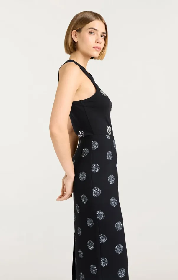 Women Tank Tops and Camisoles Cinq Sept Polka Dot Embellished Lizzie Tank Blacksilver