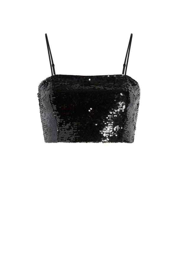 Women Tank Tops and Camisoles Cinq Sept Sequin Nikki Top Black