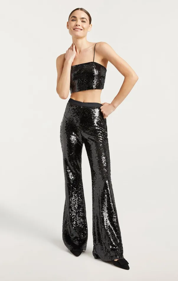 Women Tank Tops and Camisoles Cinq Sept Sequin Nikki Top Black