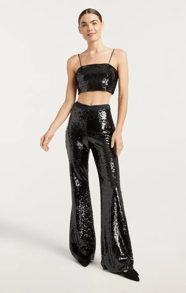 Women Tank Tops and Camisoles Cinq Sept Sequin Nikki Top Black