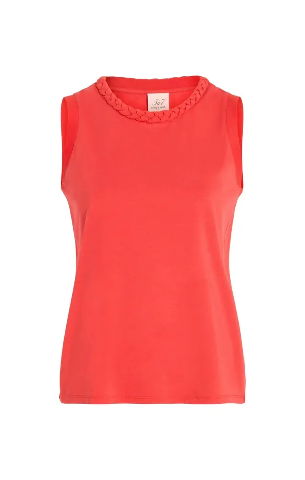Women Tank Tops and Camisoles Cinq Sept Sleeveless Braided Tee Deep Tangelo