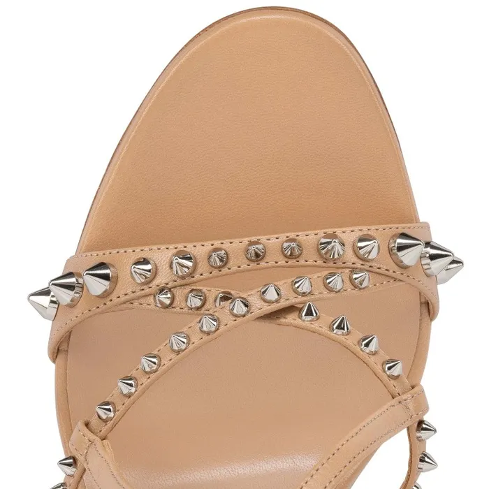 Women Tatooshka Spikes 100 Mm Strappy Sandals 8211 Kid Leather 8211 Blush Christian Louboutin Sandals and Slides