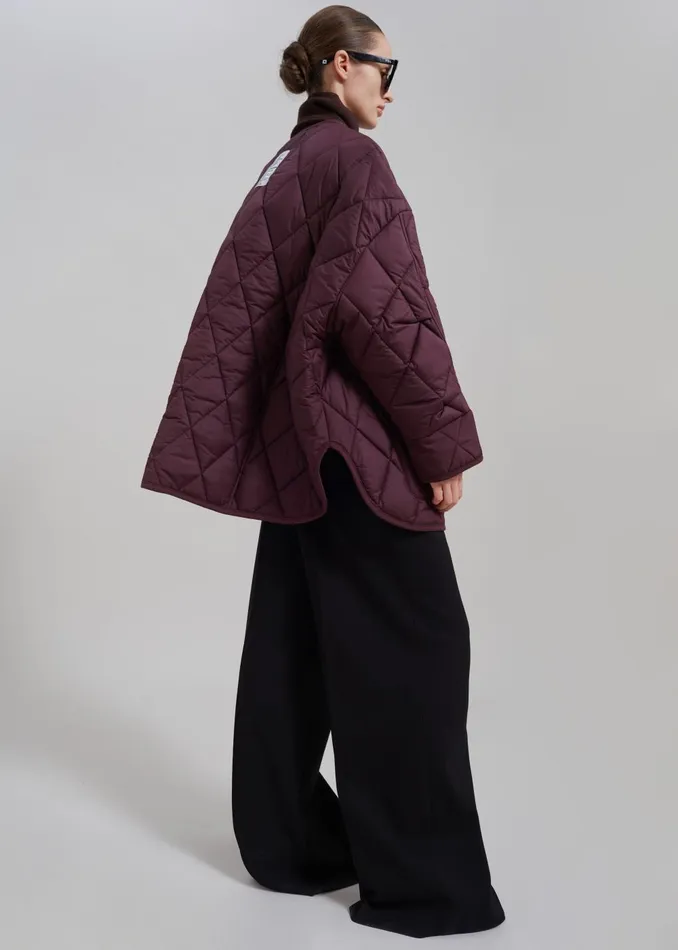 Women Teddy Quilted Jacket 8211 Burgundy The Frankie Shop Outerwear