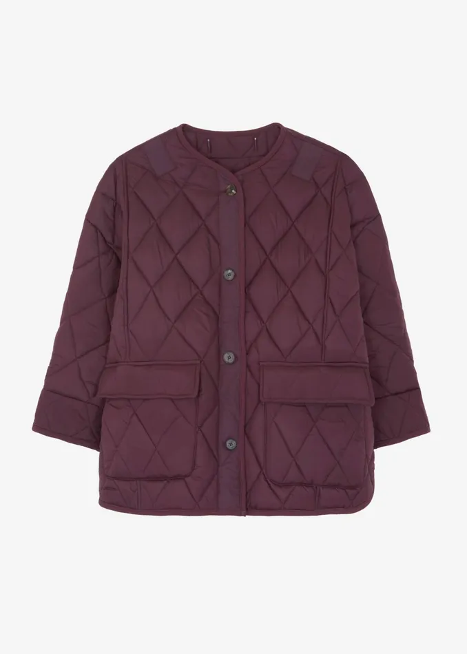 Women Teddy Quilted Jacket 8211 Burgundy The Frankie Shop Outerwear