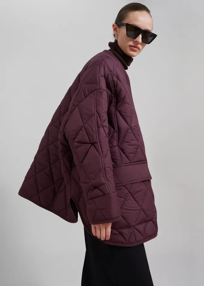 Women Teddy Quilted Jacket 8211 Burgundy The Frankie Shop Outerwear