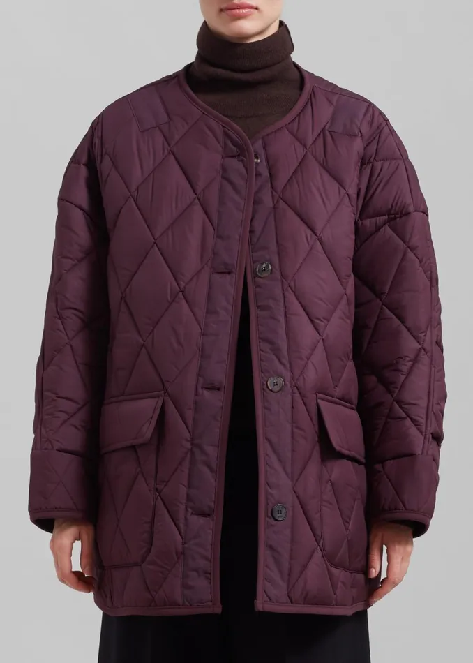 Women Teddy Quilted Jacket 8211 Burgundy The Frankie Shop Outerwear