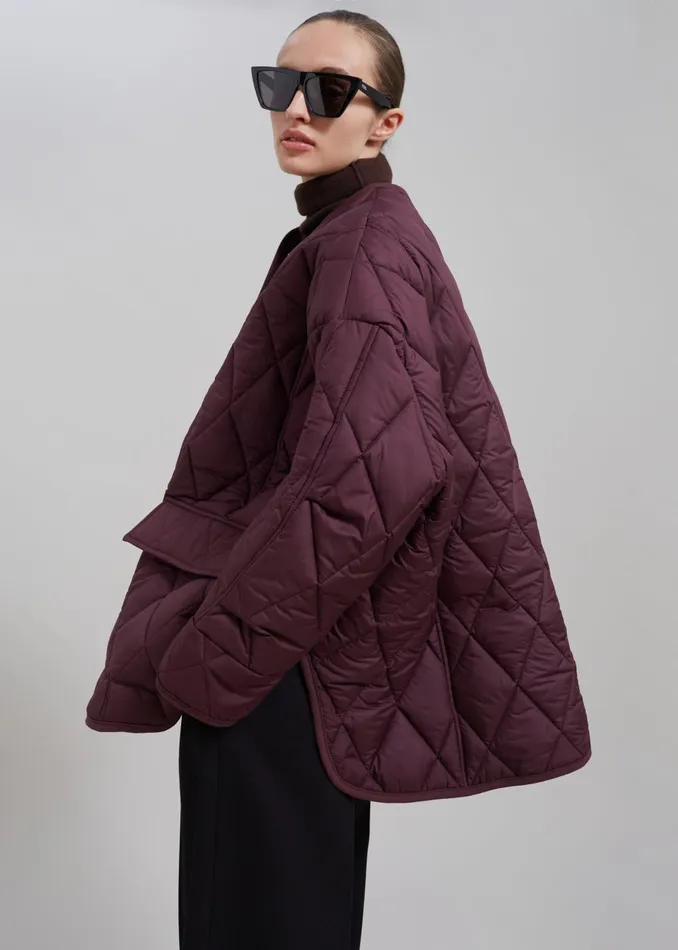 Women Teddy Quilted Jacket 8211 Burgundy The Frankie Shop Outerwear
