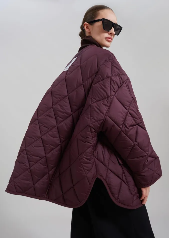 Women Teddy Quilted Jacket 8211 Burgundy The Frankie Shop Outerwear