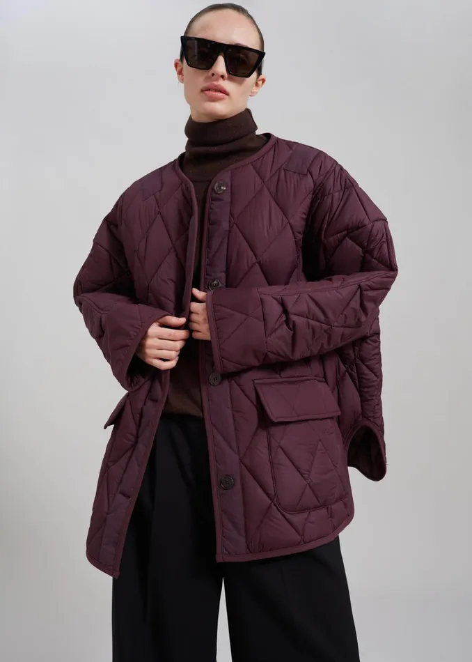 Women Teddy Quilted Jacket 8211 Burgundy The Frankie Shop Outerwear