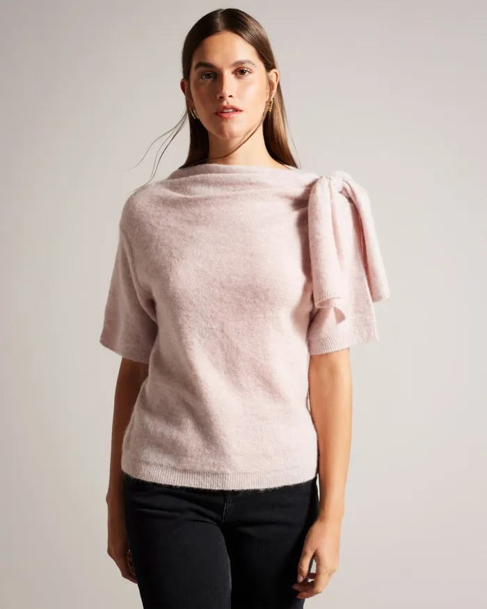 Women TEEBOW 8211 Bow Embellished Wool Top Pale Pink Ted Baker Tops and Blouses Women TEEBOW 8211 Bow Embellished Wool Top Pale Pink Ted Baker Tops and Blouses