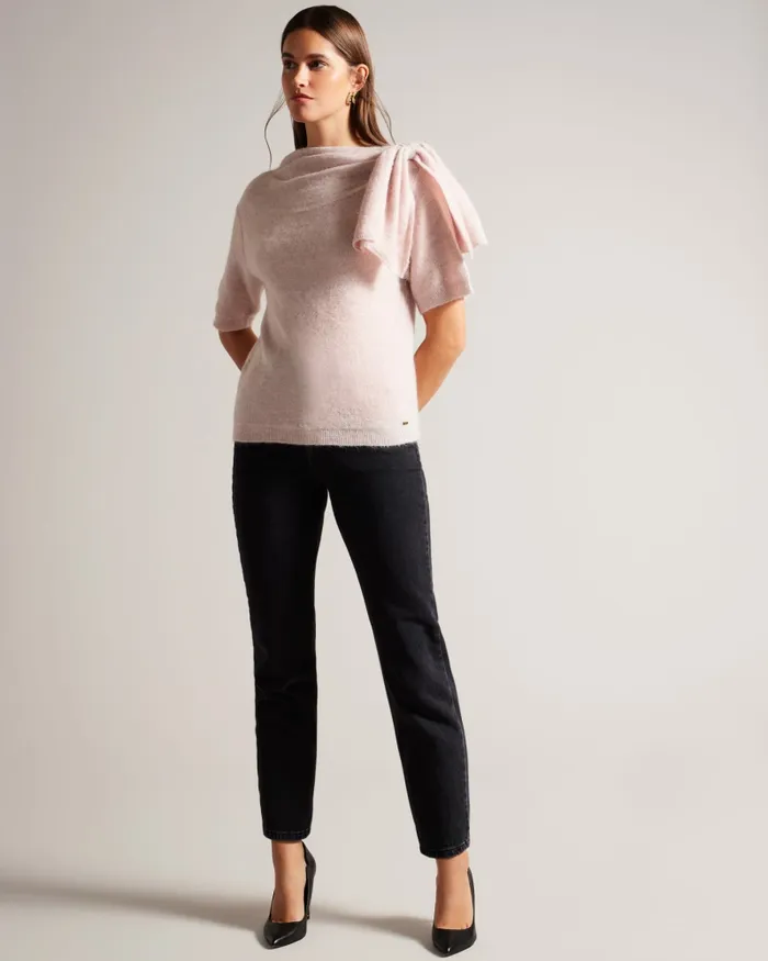 Women TEEBOW 8211 Bow Embellished Wool Top Pale Pink Ted Baker Tops and Blouses Women TEEBOW 8211 Bow Embellished Wool Top Pale Pink Ted Baker Tops and Blouses