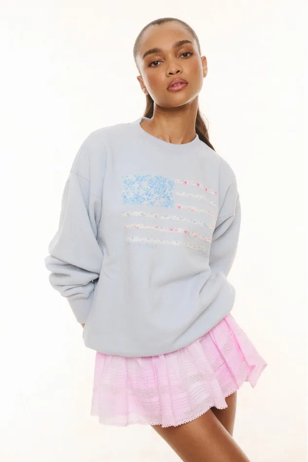 Women Tees and Fleece LoveShackFancy Palo Americana Fleece Pullover Moonstone