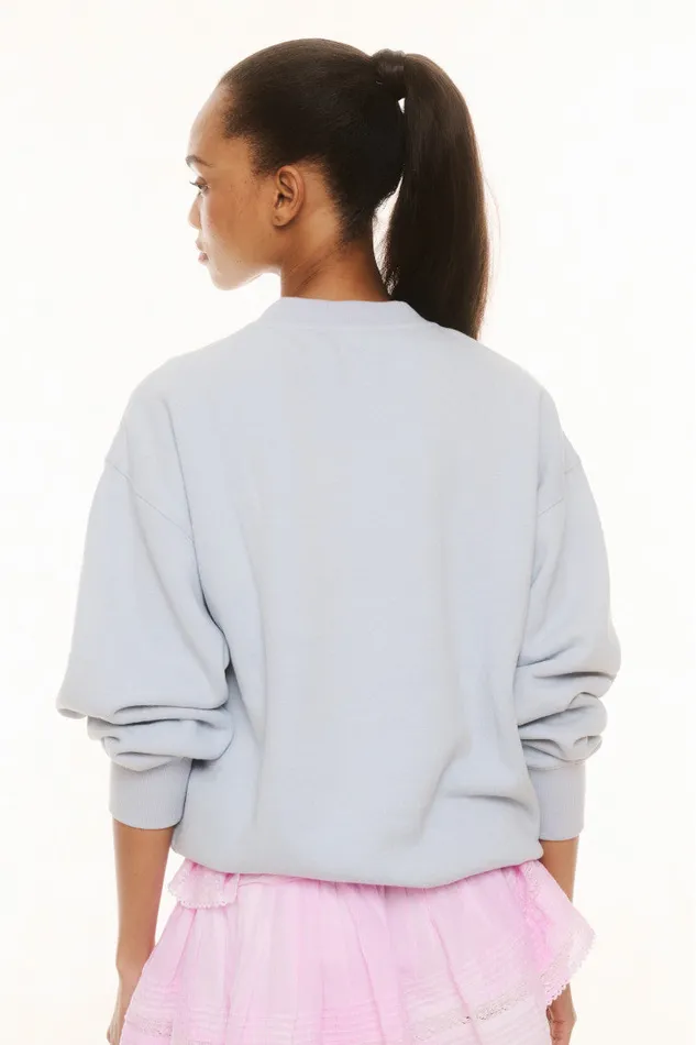 Women Tees and Fleece LoveShackFancy Palo Americana Fleece Pullover Moonstone Women Tees and Fleece LoveShackFancy Palo Americana Fleece Pullover Moonstone