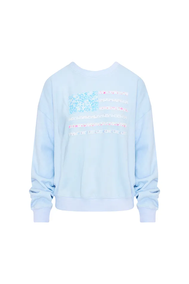 Women Tees and Fleece LoveShackFancy Palo Americana Fleece Pullover Moonstone Women Tees and Fleece LoveShackFancy Palo Americana Fleece Pullover Moonstone