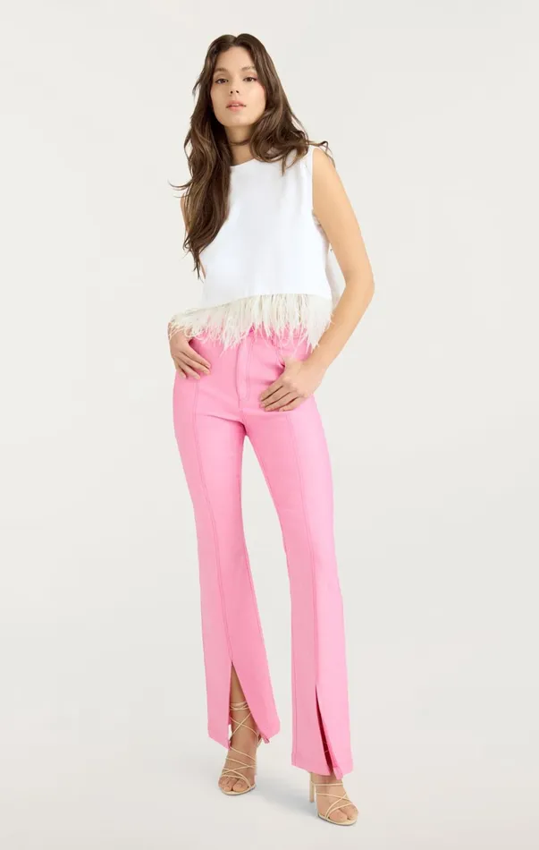 Women Tees and Pullovers Cinq Sept Cropped Feather Tee White