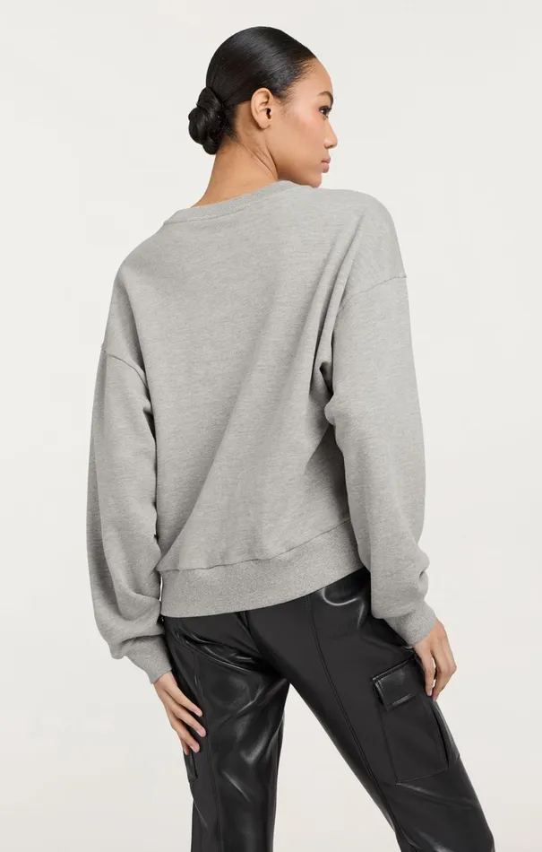 Women Tees and Pullovers Cinq Sept Rhinestone Paris New York Brandy Pullover Heather Greyblack